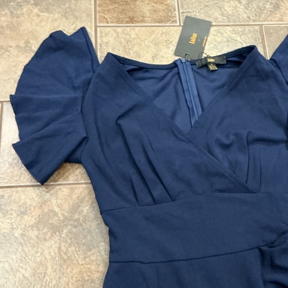 😳BUY 1,GET 2 FREE😳 Elegant Navy Blue Dress - Picture 2 of 4